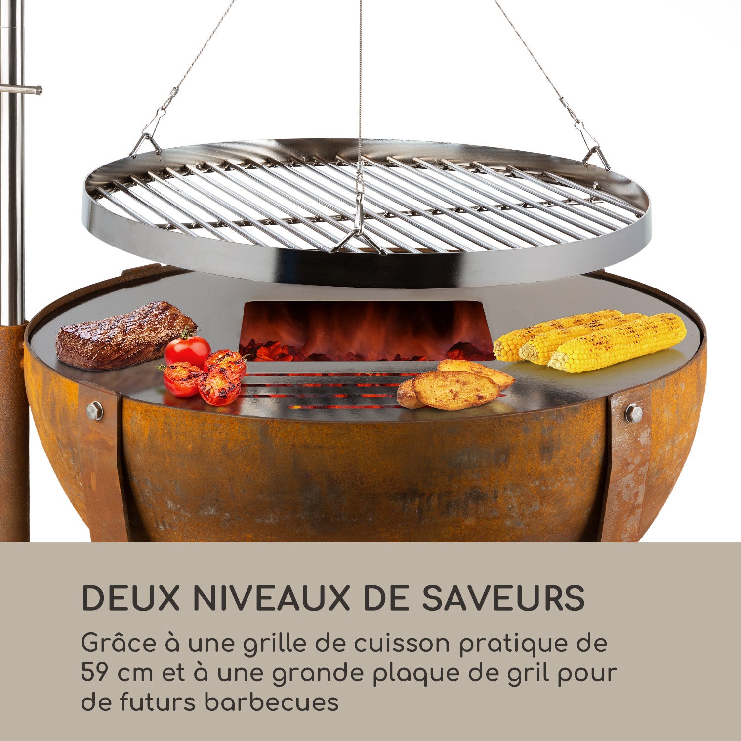 BLUMFELDT Fire Globe braséro avec barbecue Ø 60cm acier Jaune / doré - 3