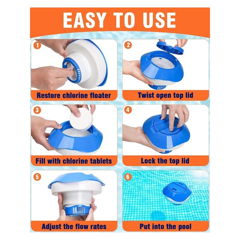 8-calowy regulowany pływający dozownik chloru do basenów zewnętrznych, spa i systemów oczyszczania wody