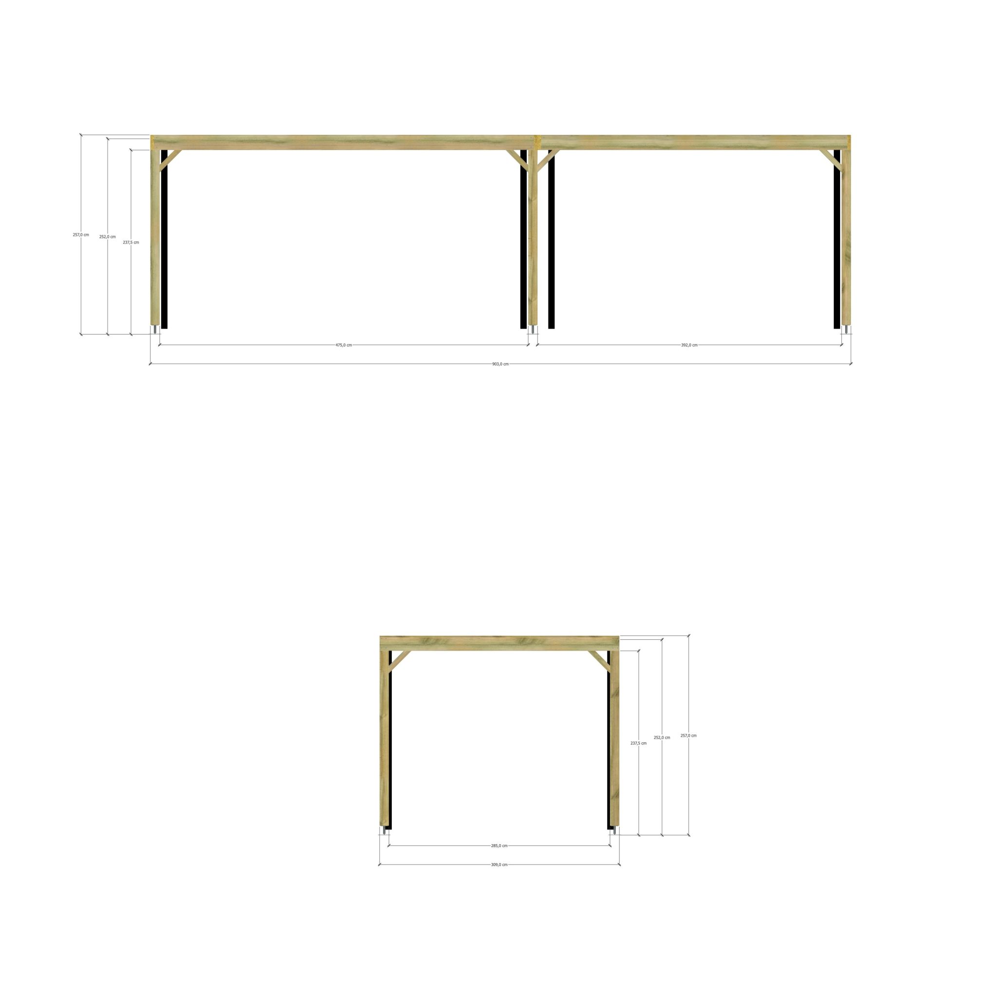 Carport bois • 9m x 3m • indépendante • sens largeur • livraison comprise - 5