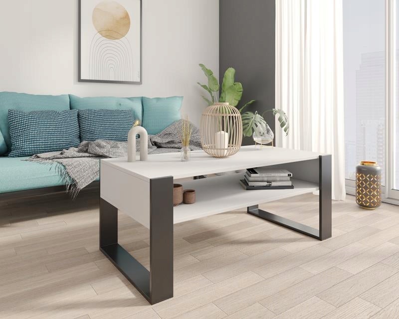 Ława stolik kawowy KAJA 120cm biały-czarny loft - 5
