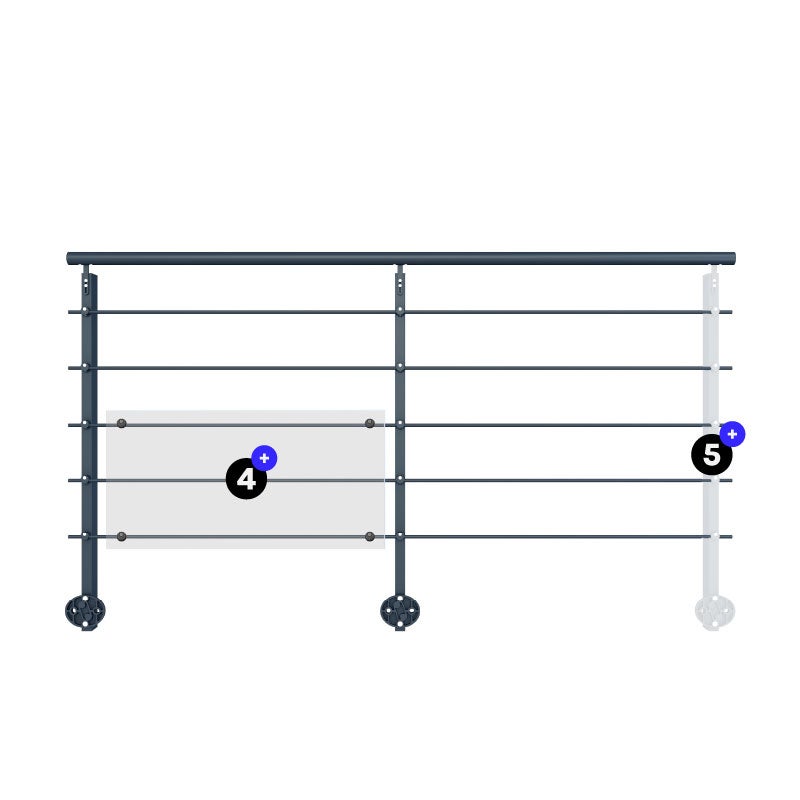 Kit garde-corps aluminium gris anthracite 2m pose latérale, Initio KORDO - 3