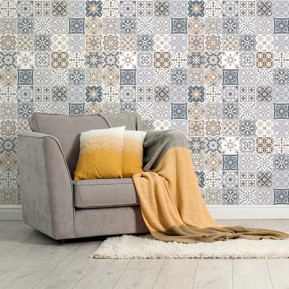 30 vinilo baldosas azulejos paviecia - adhesivo de pared - revestimiento sticker mural decorativo - 30stickers10x10cm - 6