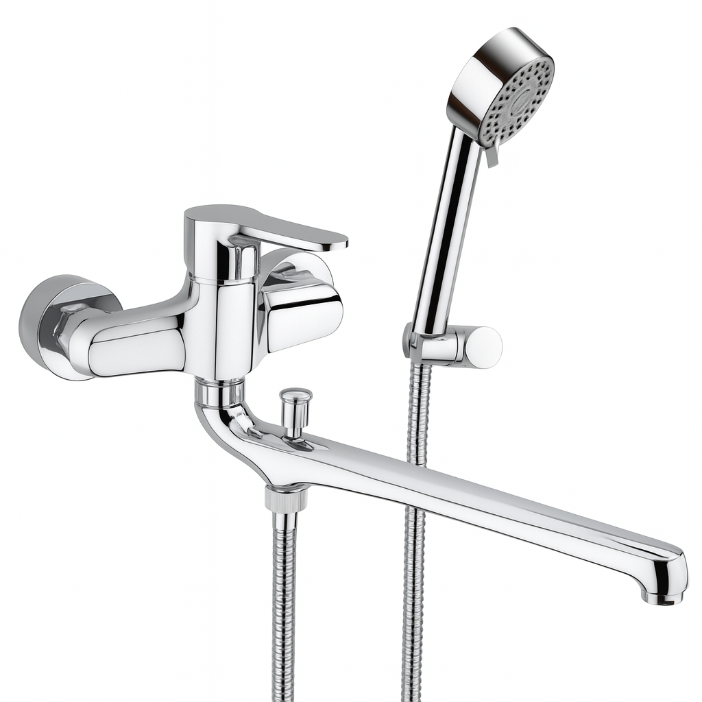 Baterie de cada si lavoar cu dus Remer Rubinetterie Winner W49, aparent, comutator, para cu 3 functii, alama cromata, cartus ceramic, aerator