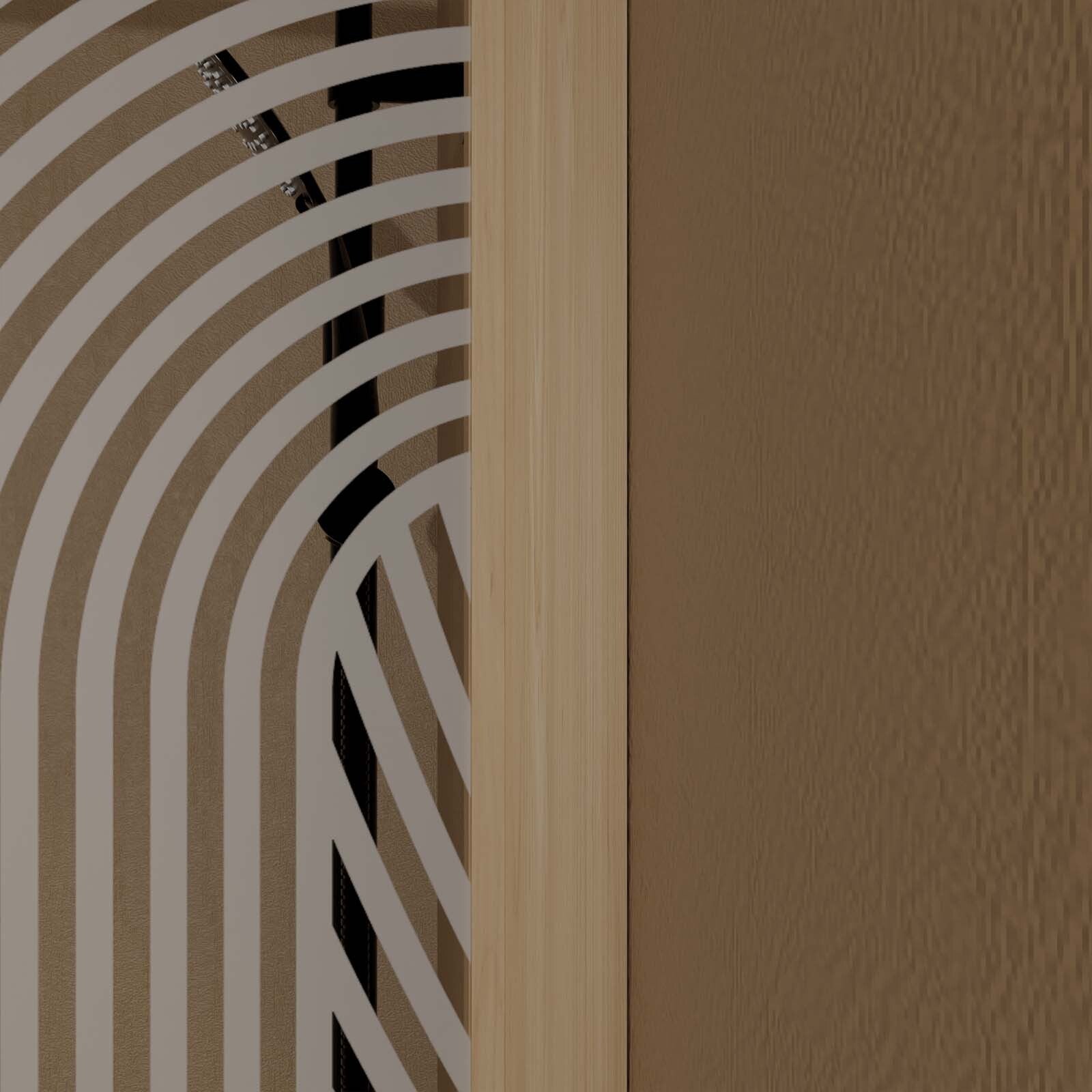 Paroi de douche 120 x 200 HINATA style Japandi courbes douces - Cadre effet Bois - Verre 6mm - 9