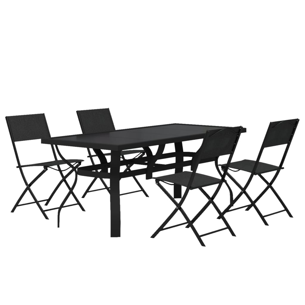 Set da pranzo da giardino mobili da esterno 5 pezzi grigio e nero 02_0013798 - 2