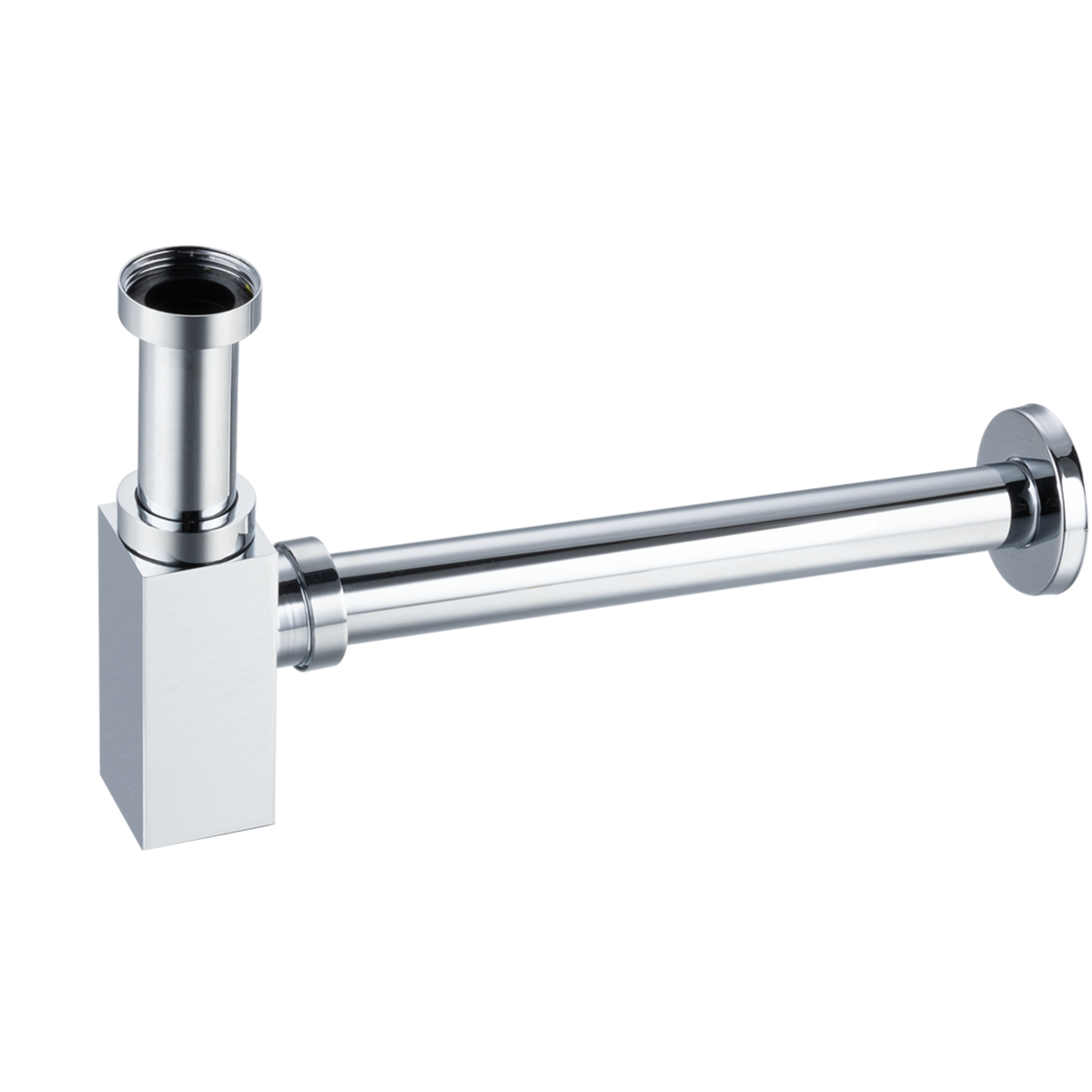 Tube siphon for basin, matt chrome-plated brass