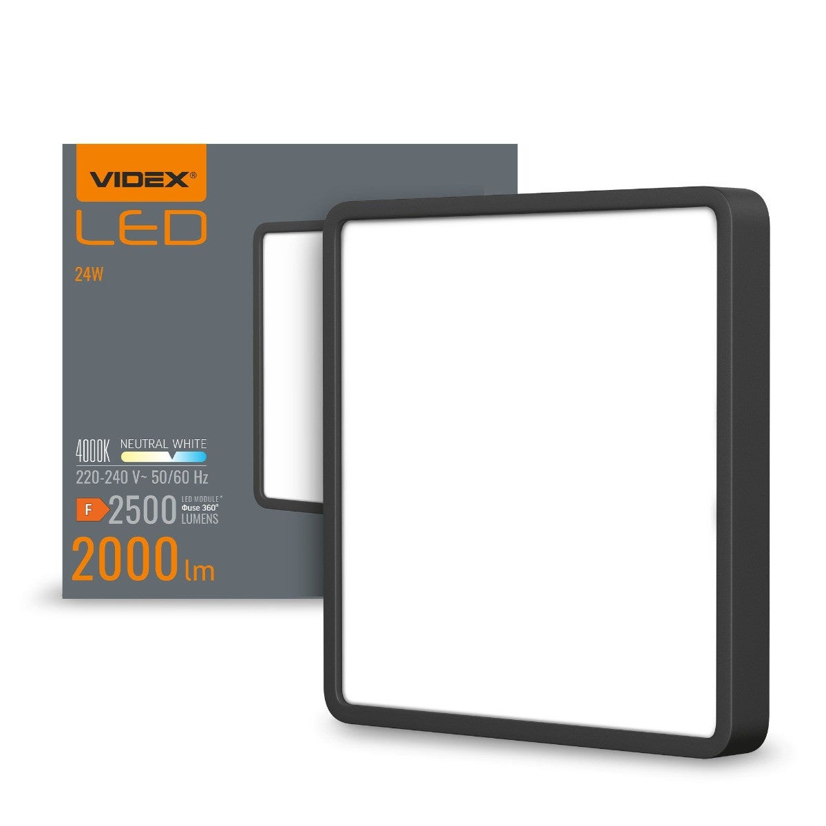 Plafon kwadratowy czarno-biały LED 20W wym: 26,4 x 26,4 cm Videx