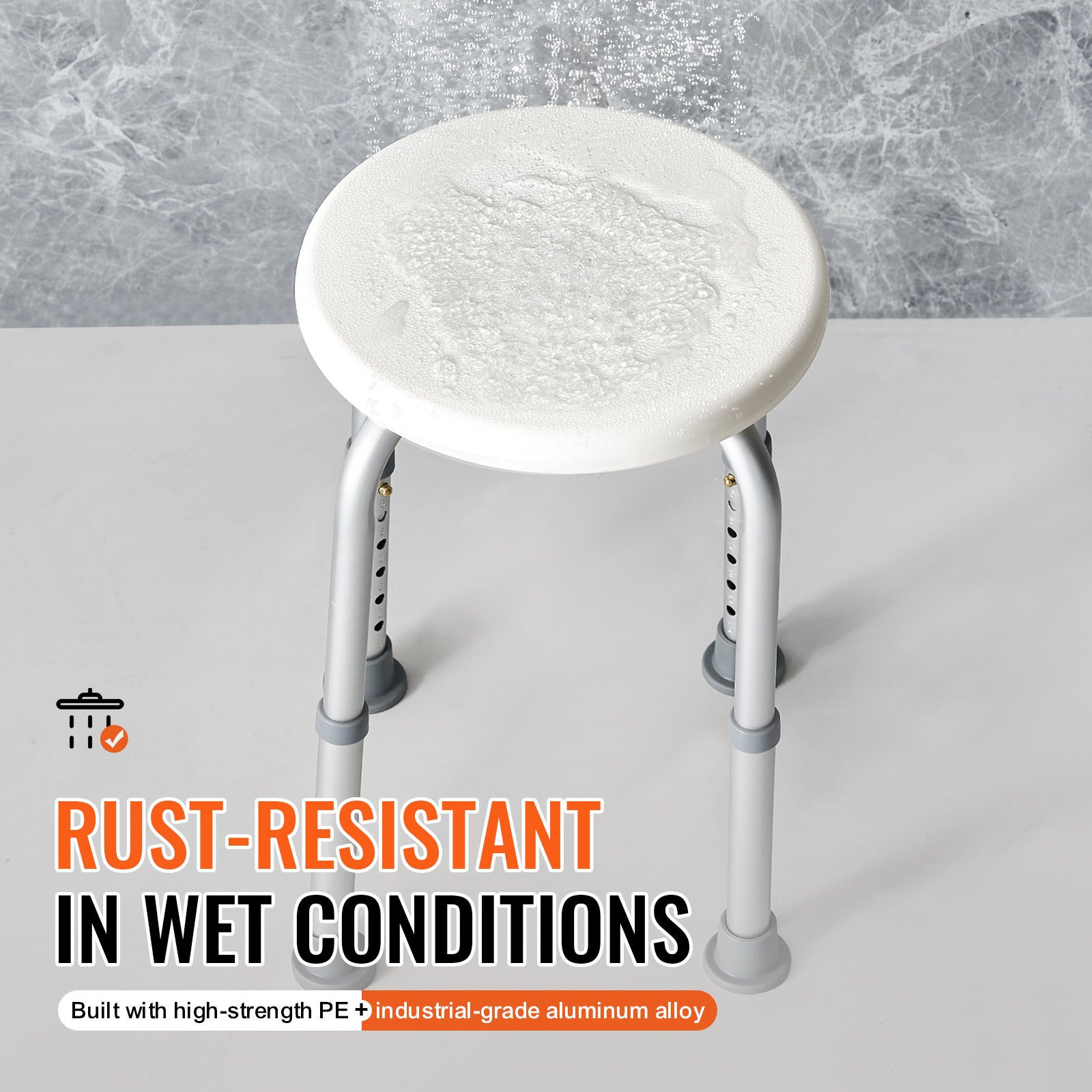 Silla de ducha para uso interior,SucceBuy taburete con altura ajustable,asiento antideslizante para bañera,capacidad de 136,1 kg - 7
