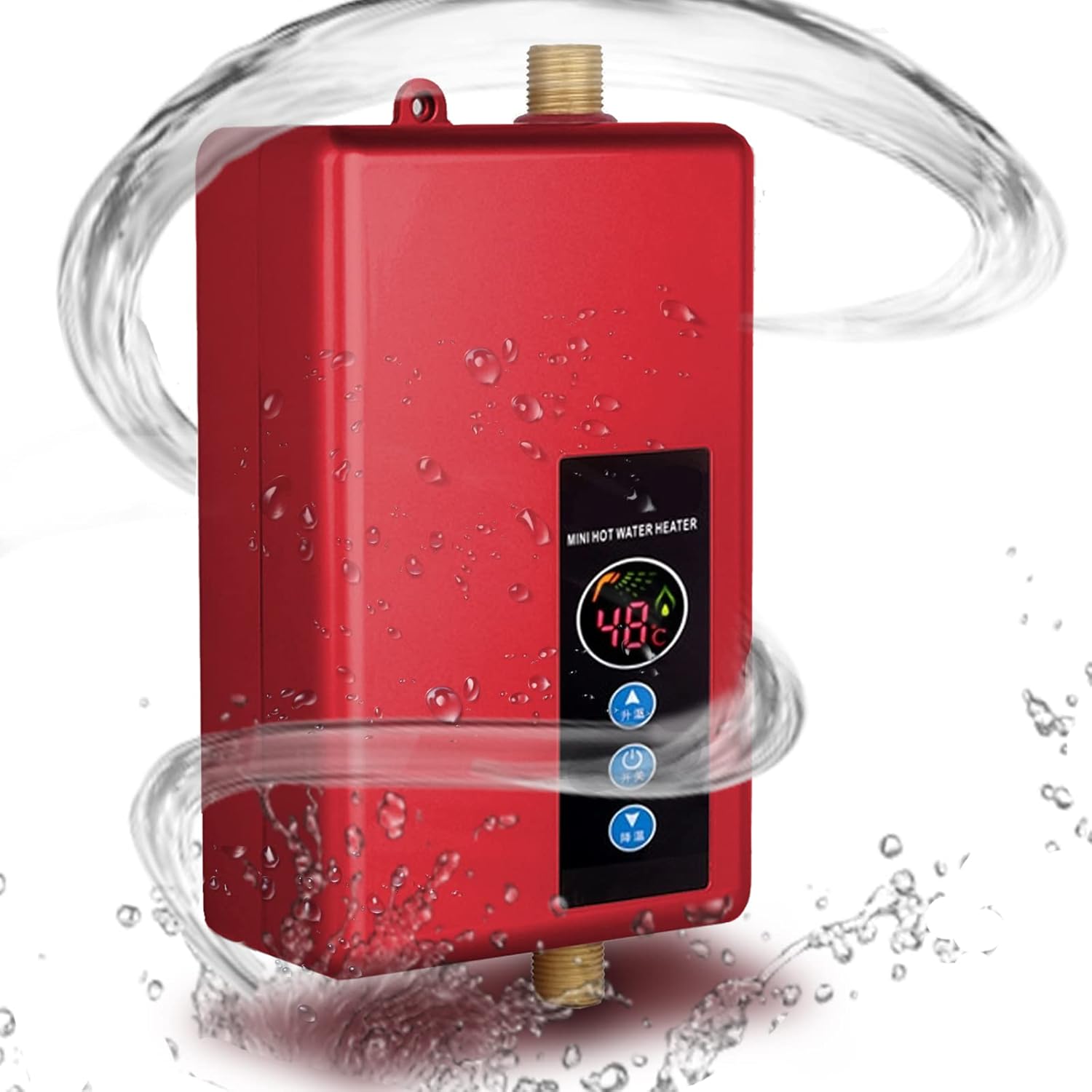 Podgrzewacz wody przepływowy - Podgrzewacz wody bez zbiornika 220 V 5500 W - z wyświetlaczem LED - do domu, łazienki i prysznica - czerwony