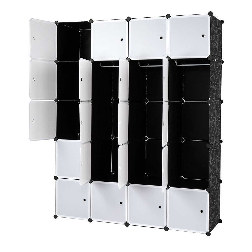 20 Cube Organisateur, Étagères de Rangement Cubes en Plastique Empilables, Étagères Modulaires avec Tige de Suspension, 140 x 45 x 175 cm - 3