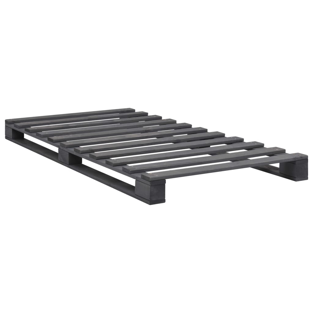Cadre de lit de palette sans matelas, bois massif, gris, pour la chambre, 100 × 200 cm - 2