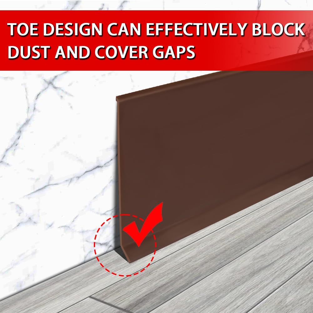 Modanatura per base da parete in vinile, modanatura per base da parete in gomma autoadesiva flessibile, design stacca e incolla, 6 m, marrone - 3