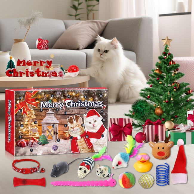 Calendario Dell'Avvento 2025 Per Gatti - 24 Giocattoli Variati, Sorpresa Quotidiana Per Natale, Regalo Per Appassionati Di Animali