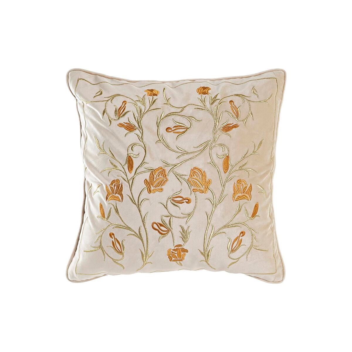 Cojín dkd home decor dorado 45 x 10 x 45 cm flores