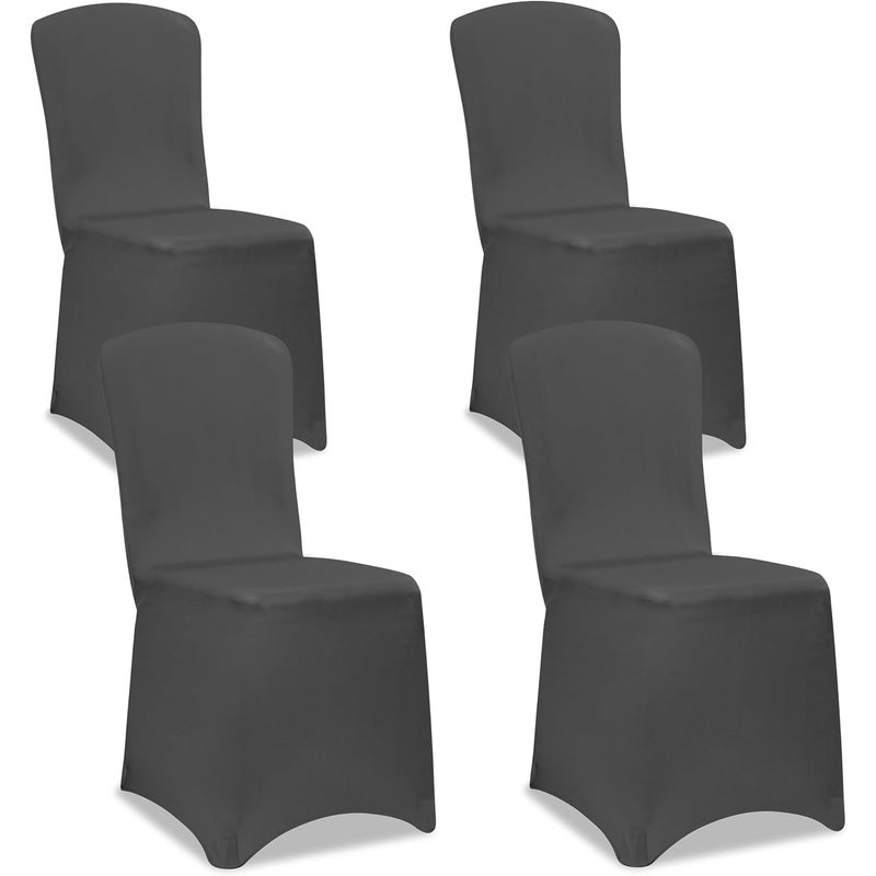 4 x antracytowe pokrowce na krzesła, rozciągliwe, nieprzezroczyste, niegniotące się, zdejmowane, na wesela, imprezy i przyjęcia