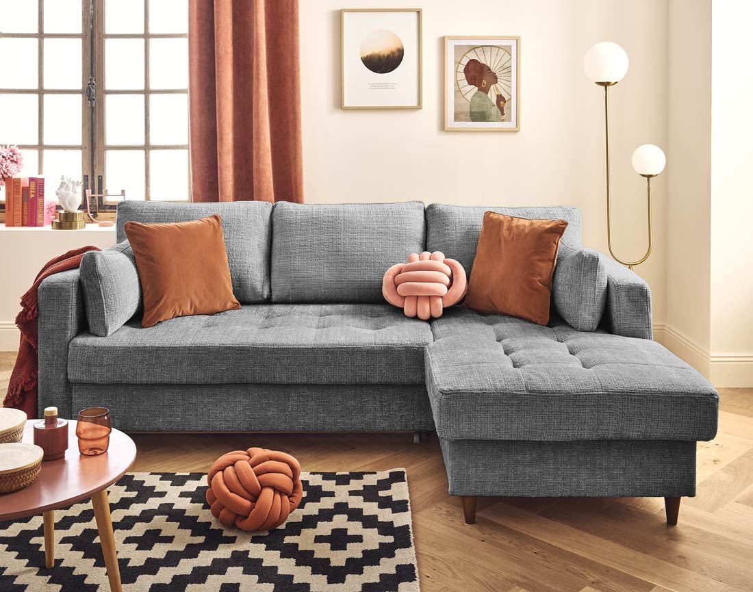 Canapé Angle Droit Convertible Canapé D Angle Droit Convertible Design 4 Places En Tissu