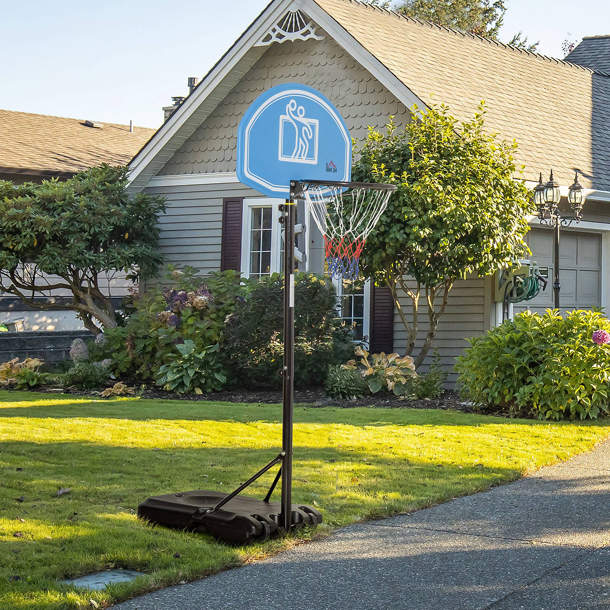 Tabela de Basquetebol HOMCOM Preto e Azul Aço, PE e HDPE 76x70x197,5-254cm - 2