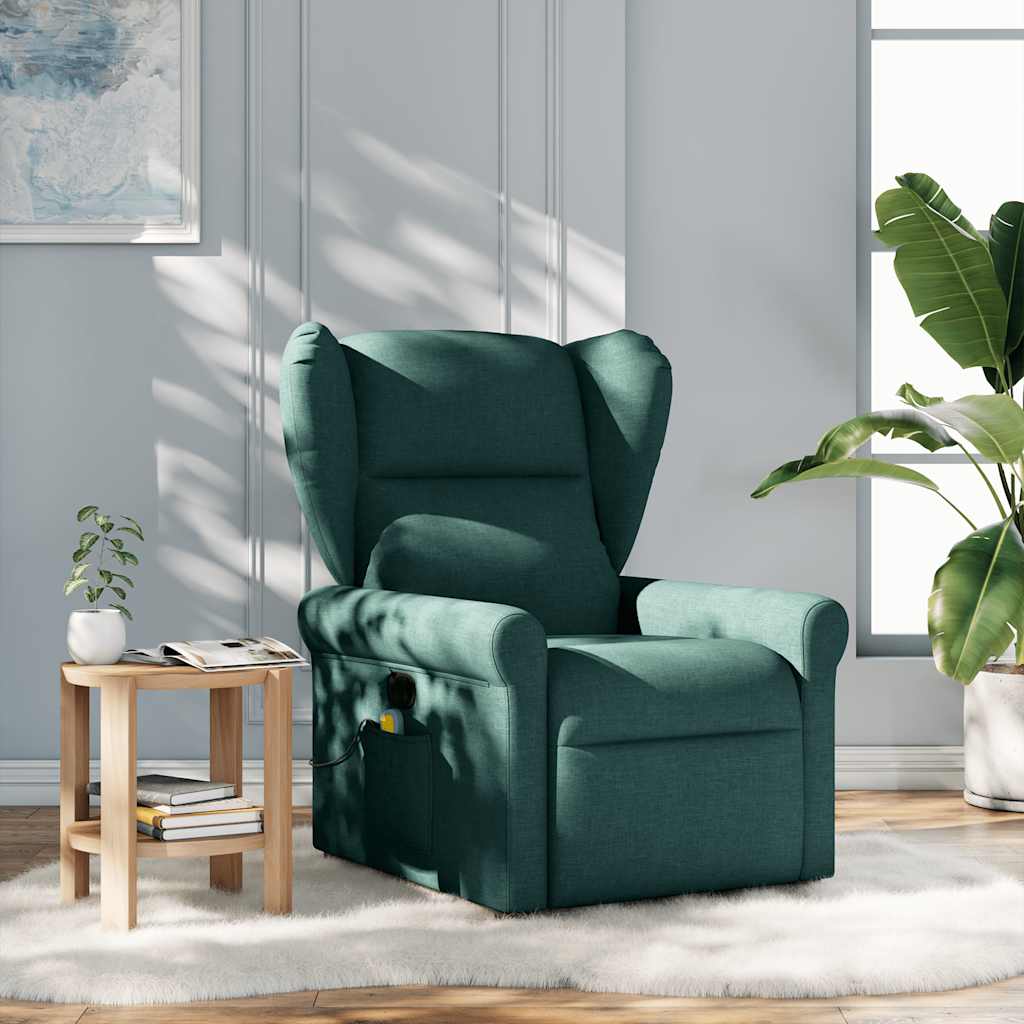 Fauteuil de massage | Fauteuil de relaxation | Chaise de relaxation inclinable Vert foncé Tissu CFW951181 - 2