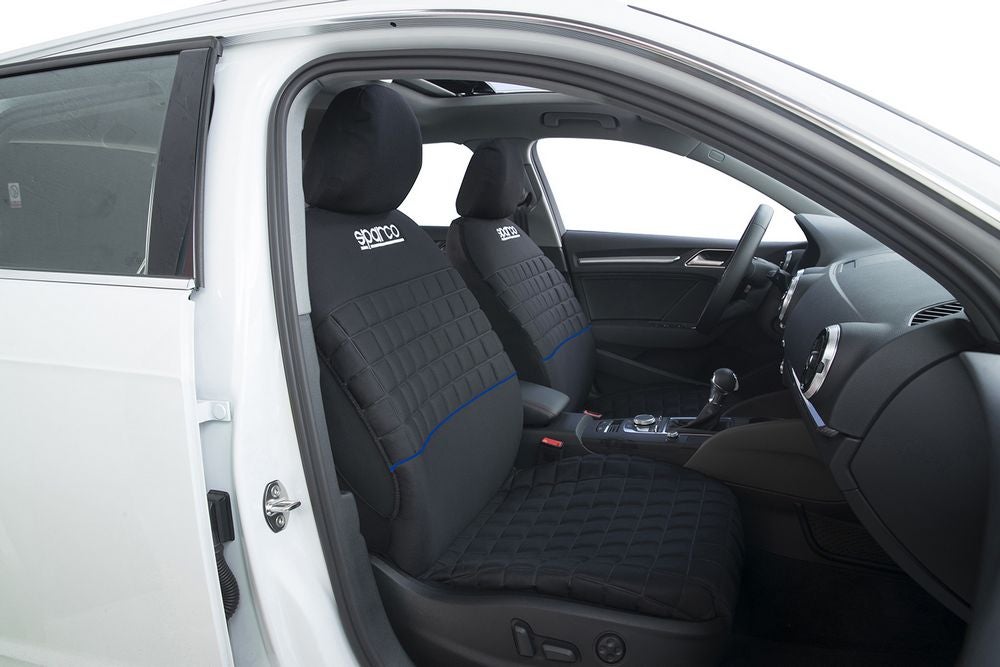 Set Coprisedili Sparco 9 Pezzi - Nero/Blu, Imbottiti E Lavabili