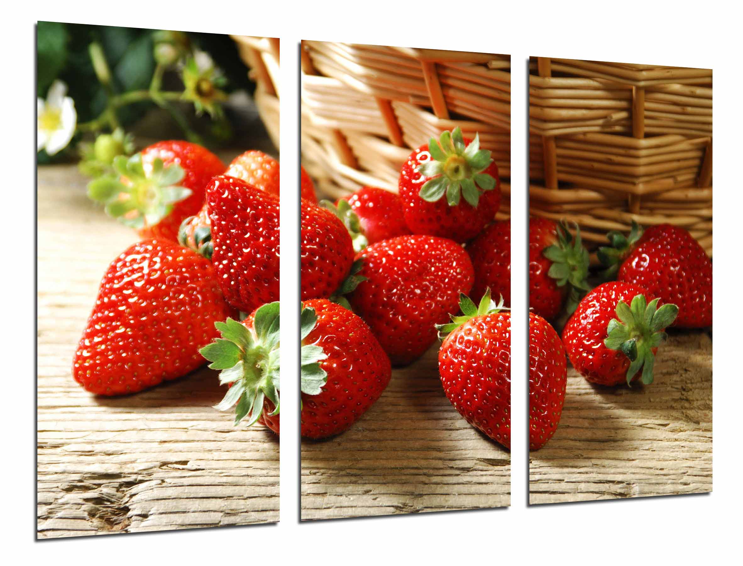 Comestibles, cocina, fruteria,fruta acida cesta de fresas, impresión fotográfica sobre madera, cuadro moderno decorativo