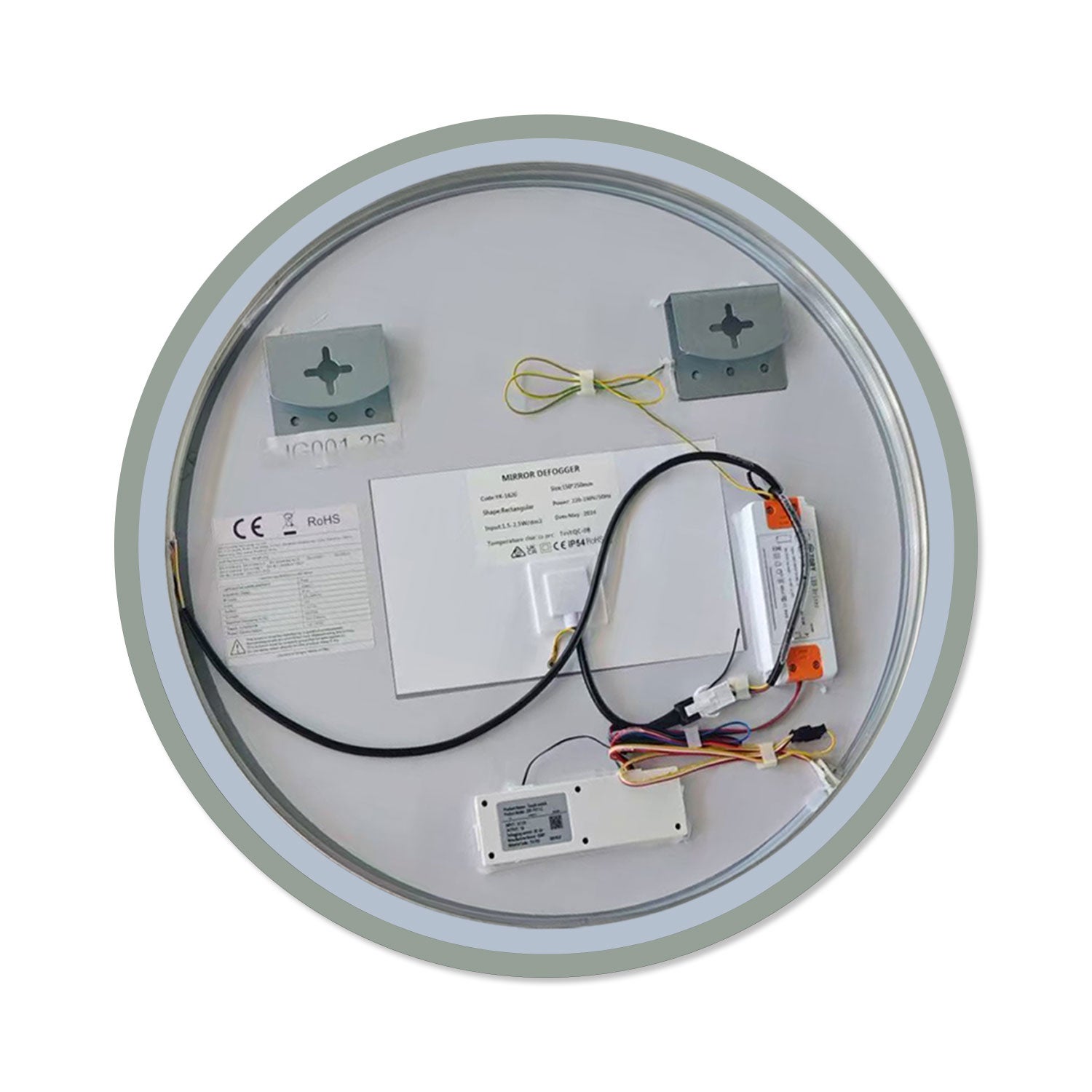 AICA Miroir lumineux rond 60cm,3 couleurs + dimmable + horloge + anti-buée + mémoire, miroir salle de bain - 7