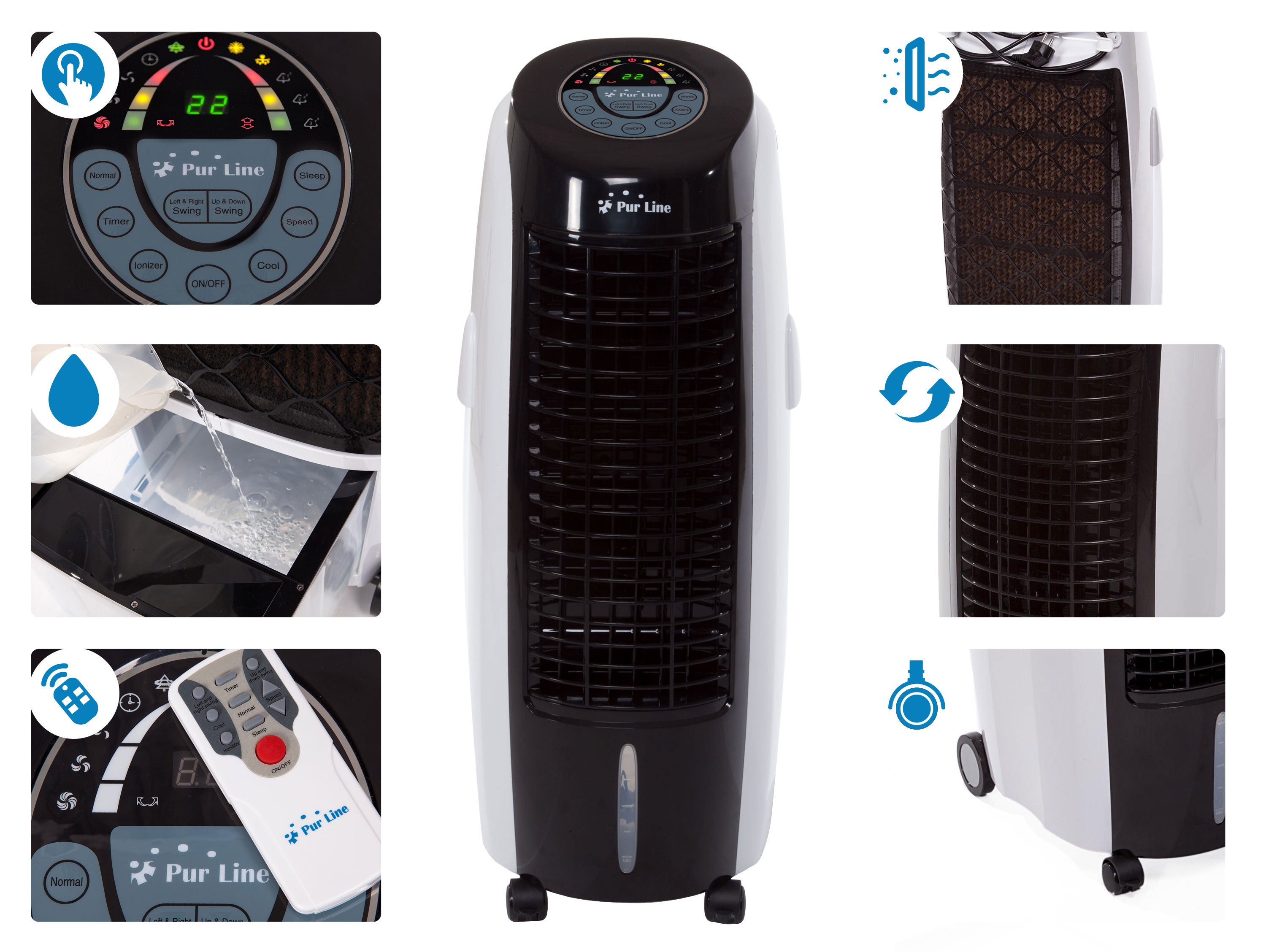 Rafraichisseur d'air par évaporation à débit élevé minuterie et 6 vitesses - 6