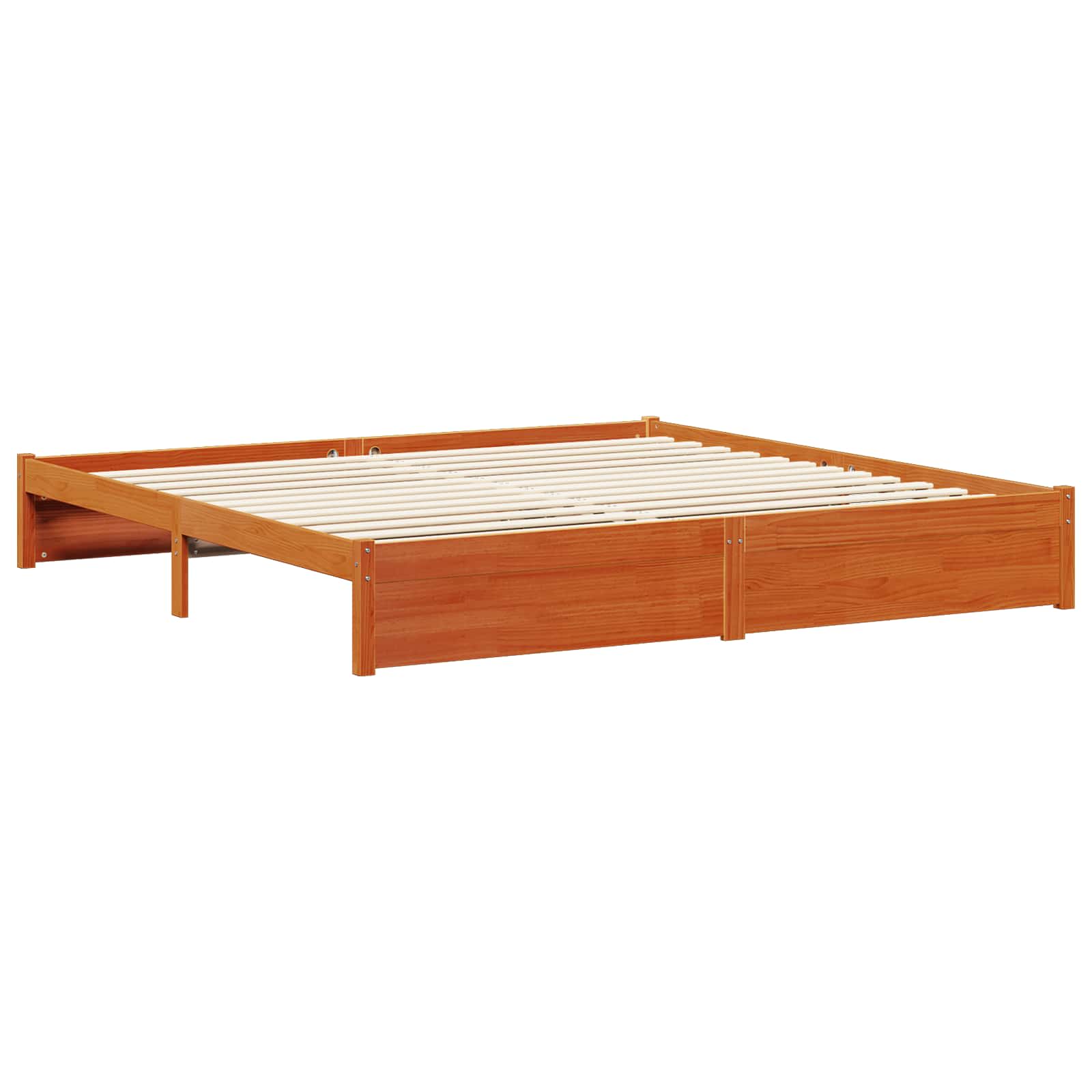 Cadre de lit marron en bois de pin massif, pour la chambre, 180 × 200 cm - 3