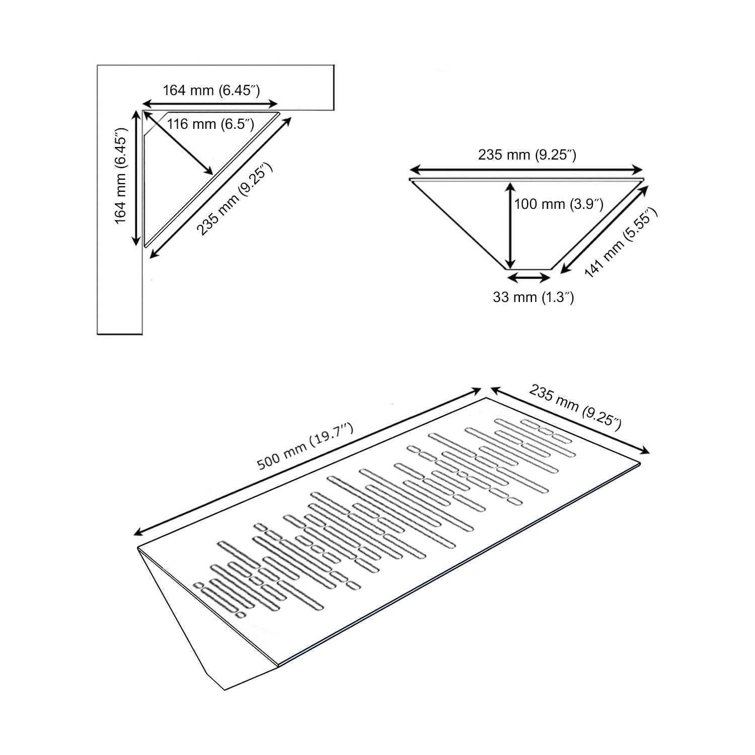 Lot de 2 Pièges à basses WAVE-MINI-HORIZONT acoustiques étroits insonorisants 50x23 cm -MDF perforé laminé et mousse acoustique -Noix - 2