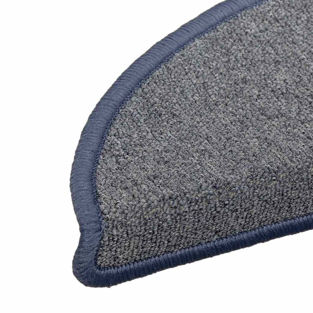 vidaXL Tapis d'escalier 30 pièces 56 x 17 x 3 cm Gris clair et bleu Demi-rond - 5