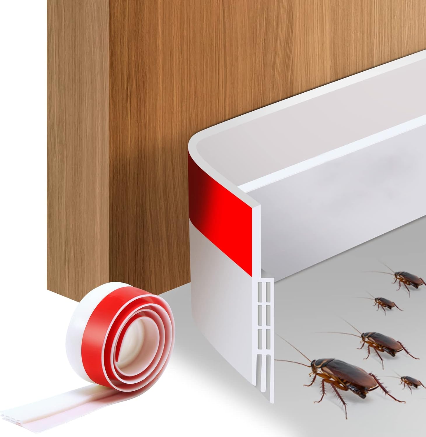 (100 x 4,5 cm, biały) Samoprzylepna uszczelka do drzwi z gumy, dźwiękochłonna, termoizolacyjna, pyłoszczelna i odporna na owady