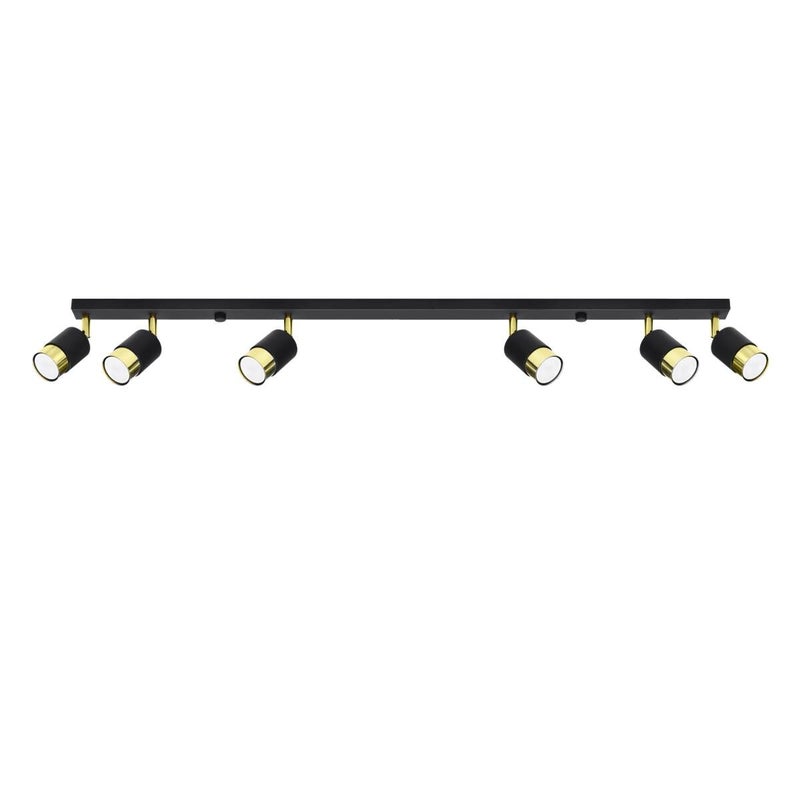 Lampa sufitowa wisząca Nero czarno-złota 6xGU10x10W wym: 18 x 5 x 117 cm metal Sollux Lighting