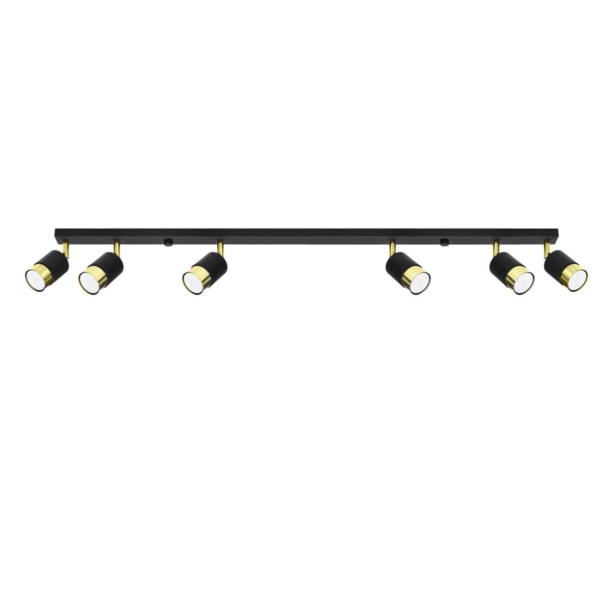 Lampa sufitowa wisząca Nero czarno-złota 6xGU10x10W wym: 18 x 5 x 117 cm metal Sollux Lighting