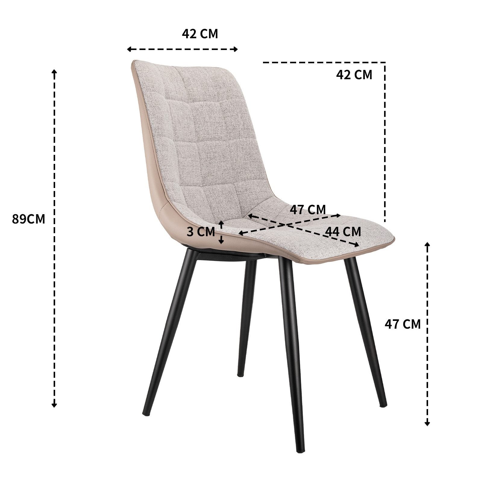Set di 2 Sedie Ergonomiche da Sala da Pranzo, Sedile Imbottito, Struttura Metallica, Design Moderno - 2