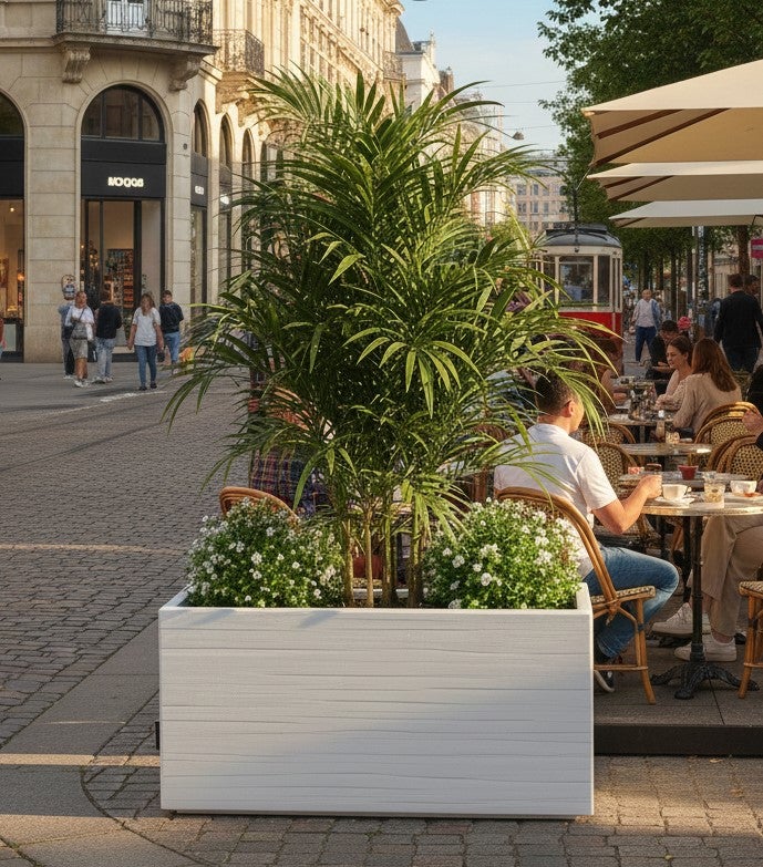 Jardinière Pacifique 90x40x48cm. en Béton Pierre allégé. Blanc - 2