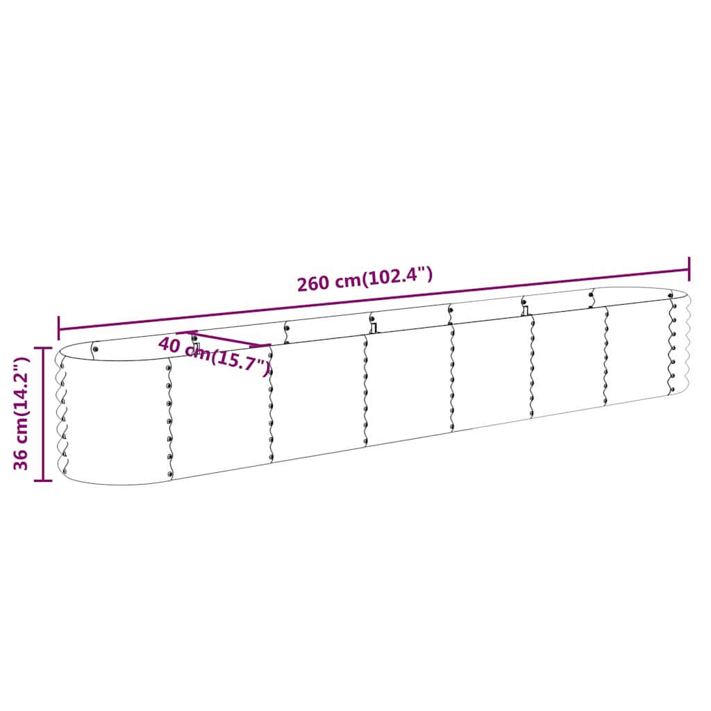 Letto da Giardino in Acciaio Zincato 260x40x36 cm Antracite vidaXL - 6
