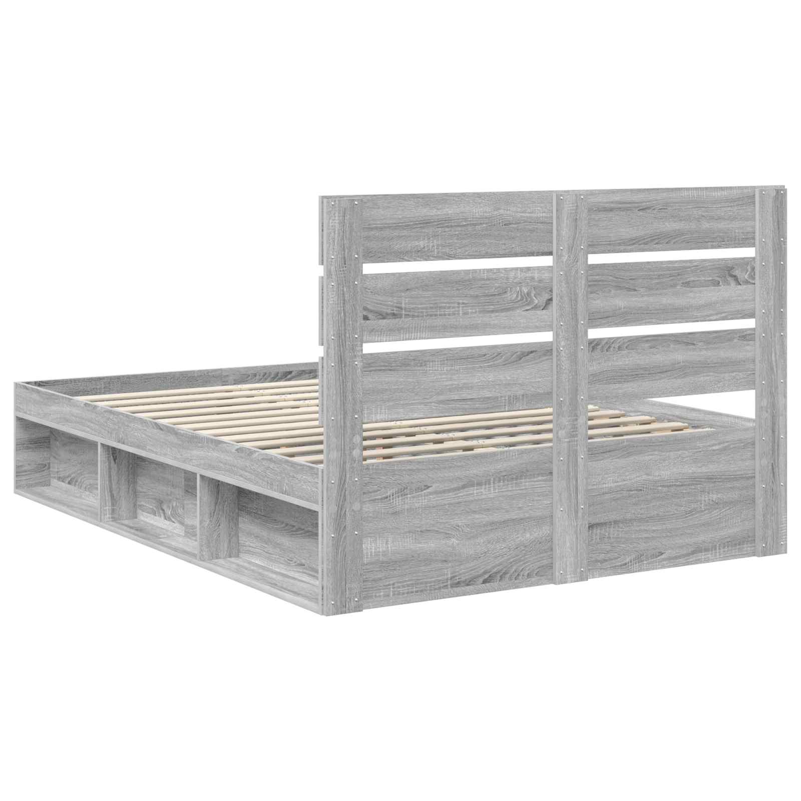 Cadre de lit gris en bois de pin massif pour la chambre, 150 × 200 cm - 9