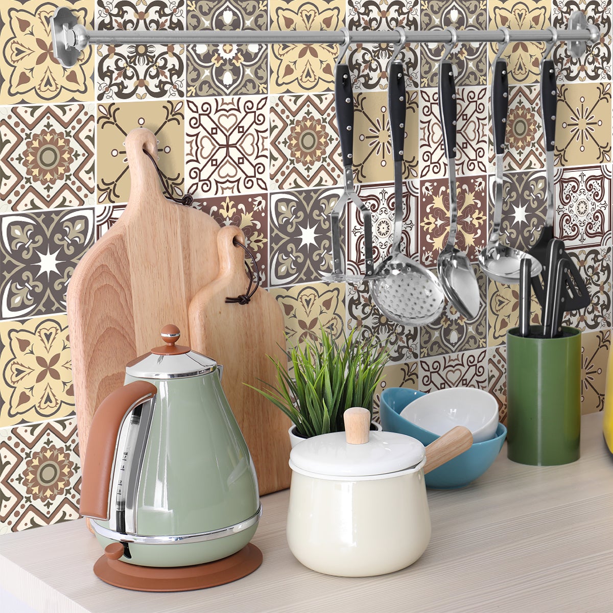 9 adesivi piastrelle di cemento pitigliano - Sticker adesivo - adesivi murali - 9stickers20x20cm - 5