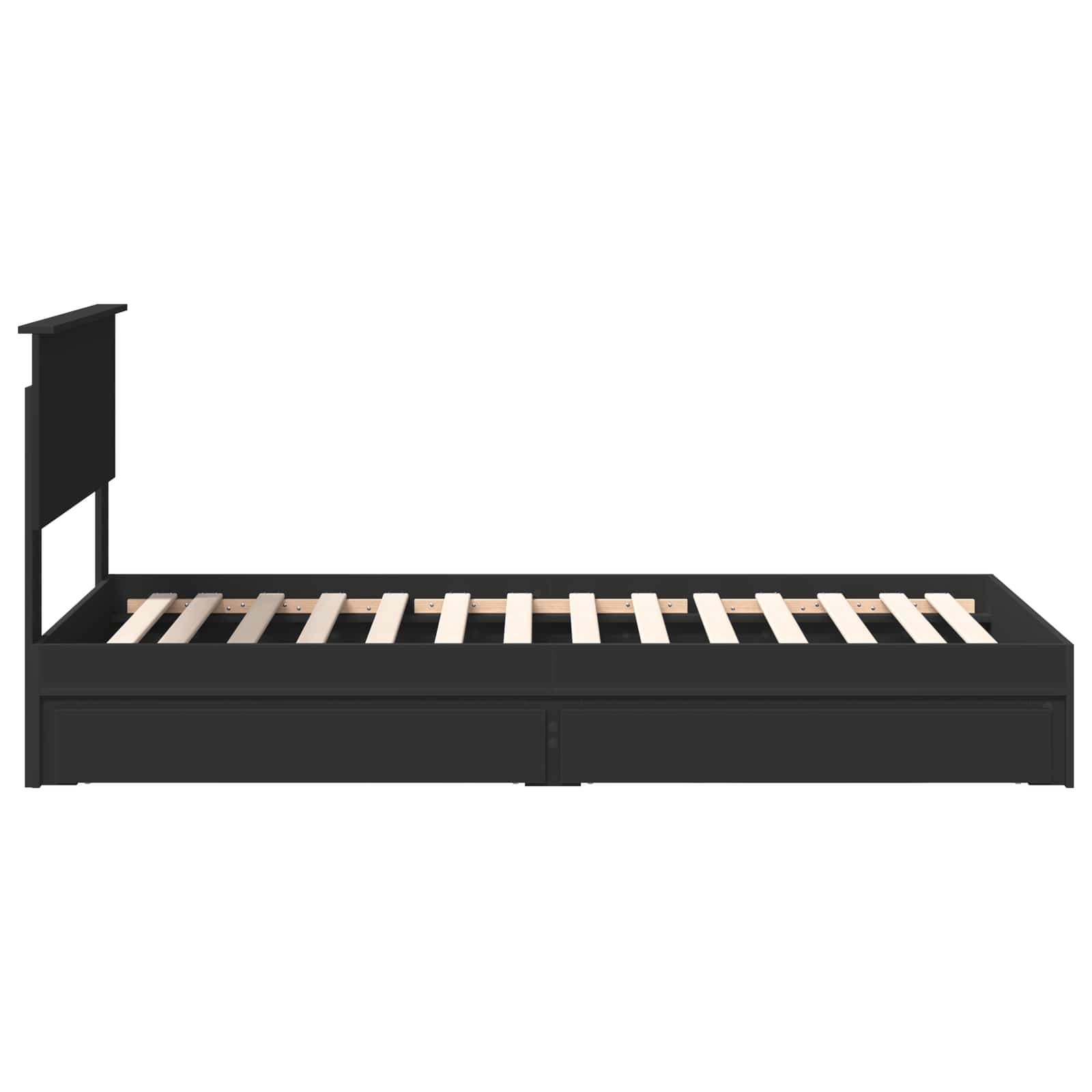 Lit de rangement avec tiroir noir 90 x 190 cm en panneau de bois - 9