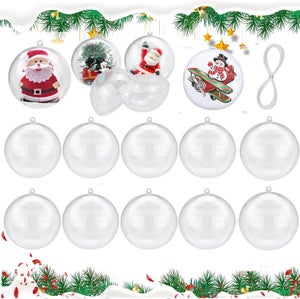 20 Boules De Noël Transparentes 5 Cm à Remplir - Plastique Incassable, Bivalves - Déco Sapin Personnalisable