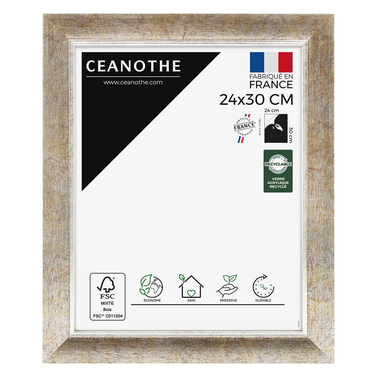 Cadre Photo 24x30 cm - Argent Brillant - Plastique - Evry