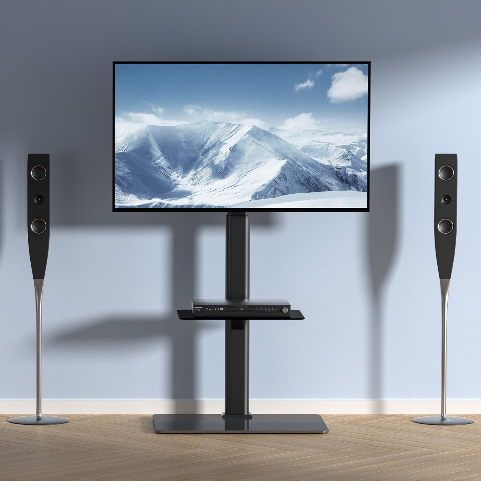Support TV Pivotant,VEVOR Support TV Sur Pied Réglable pour TV 32-55/65/85 pouces,Hauteur Ajustable,Support TV Portable,Max VESA 600x800mm - 8