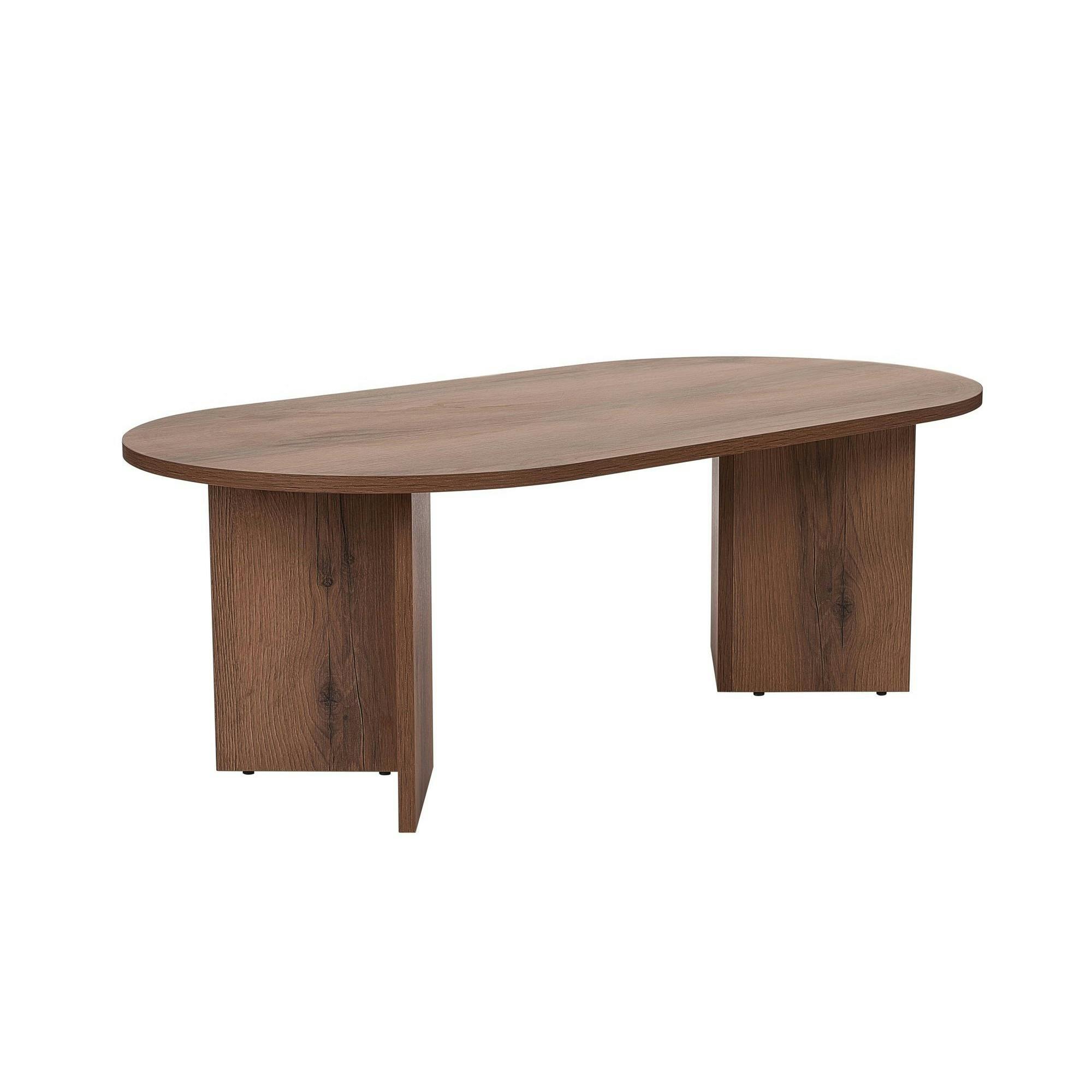 Table basse ovale effet noyer foncé - pieds en V MARFA - 7