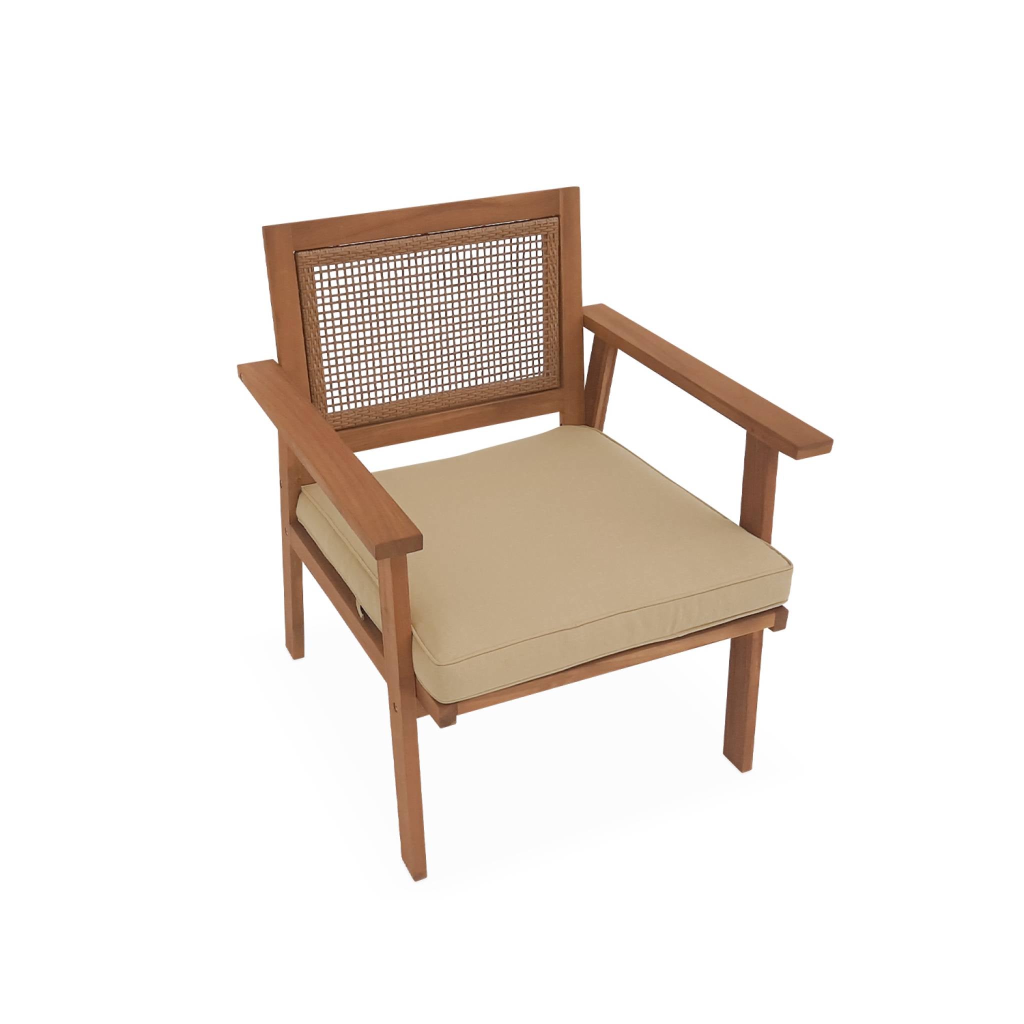 Salon de jardin. Bohémia. cannage carré. canapé 2 places. 2 fauteuils. 1 table basse 117x64x74 cm BOHÉMIA - 9