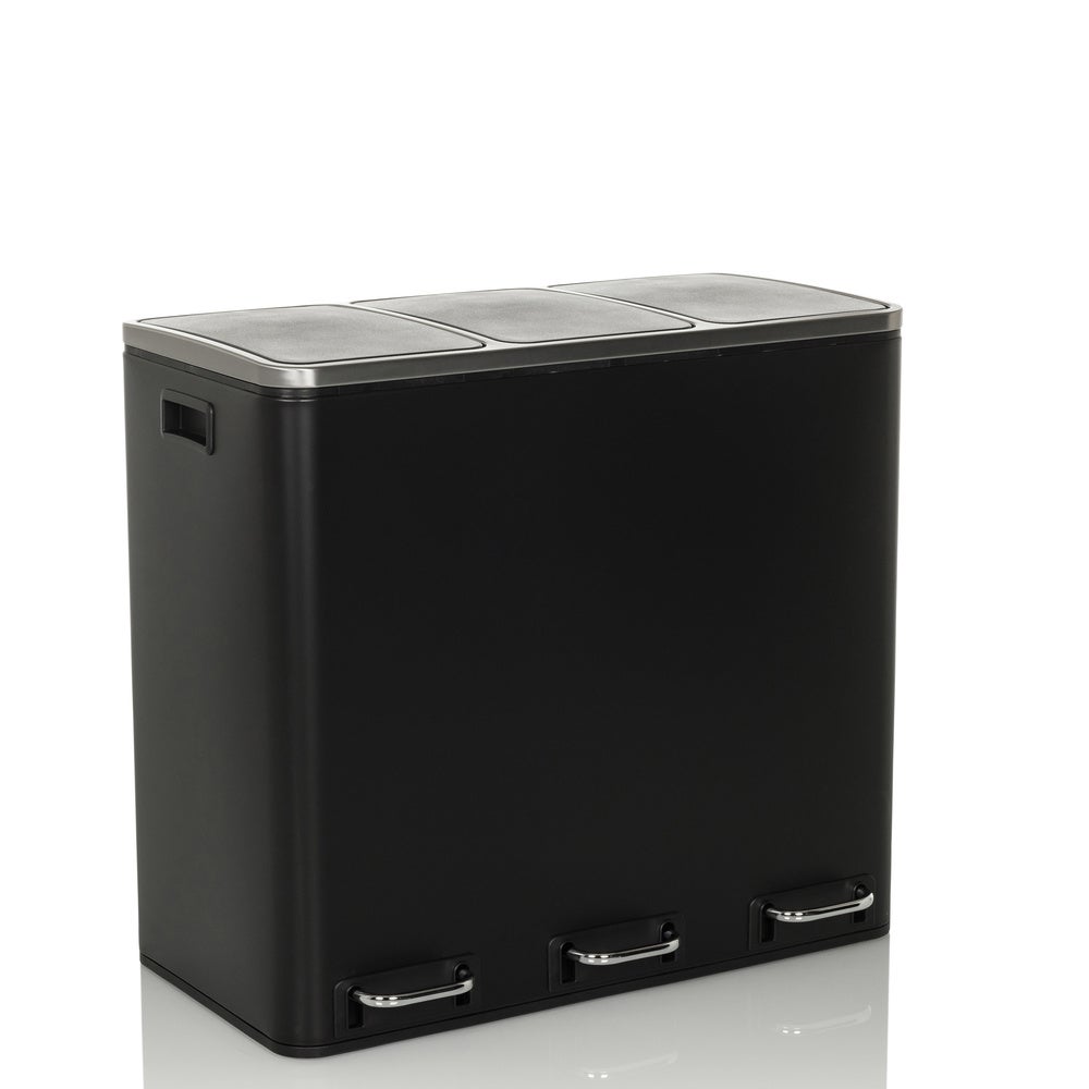 Pojemnik na odpady / system segregacji odpadów Clean 9 - 54L (3x18L) stal czarny hjh OFFICE