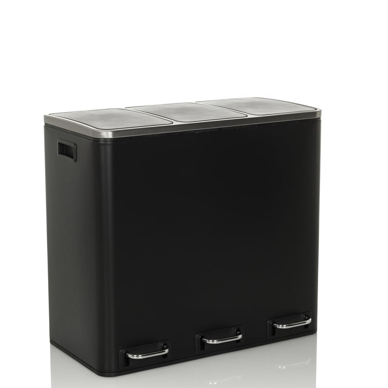 Pojemnik na odpady / system segregacji odpadów Clean 9 - 54L (3x18L) stal czarny hjh OFFICE