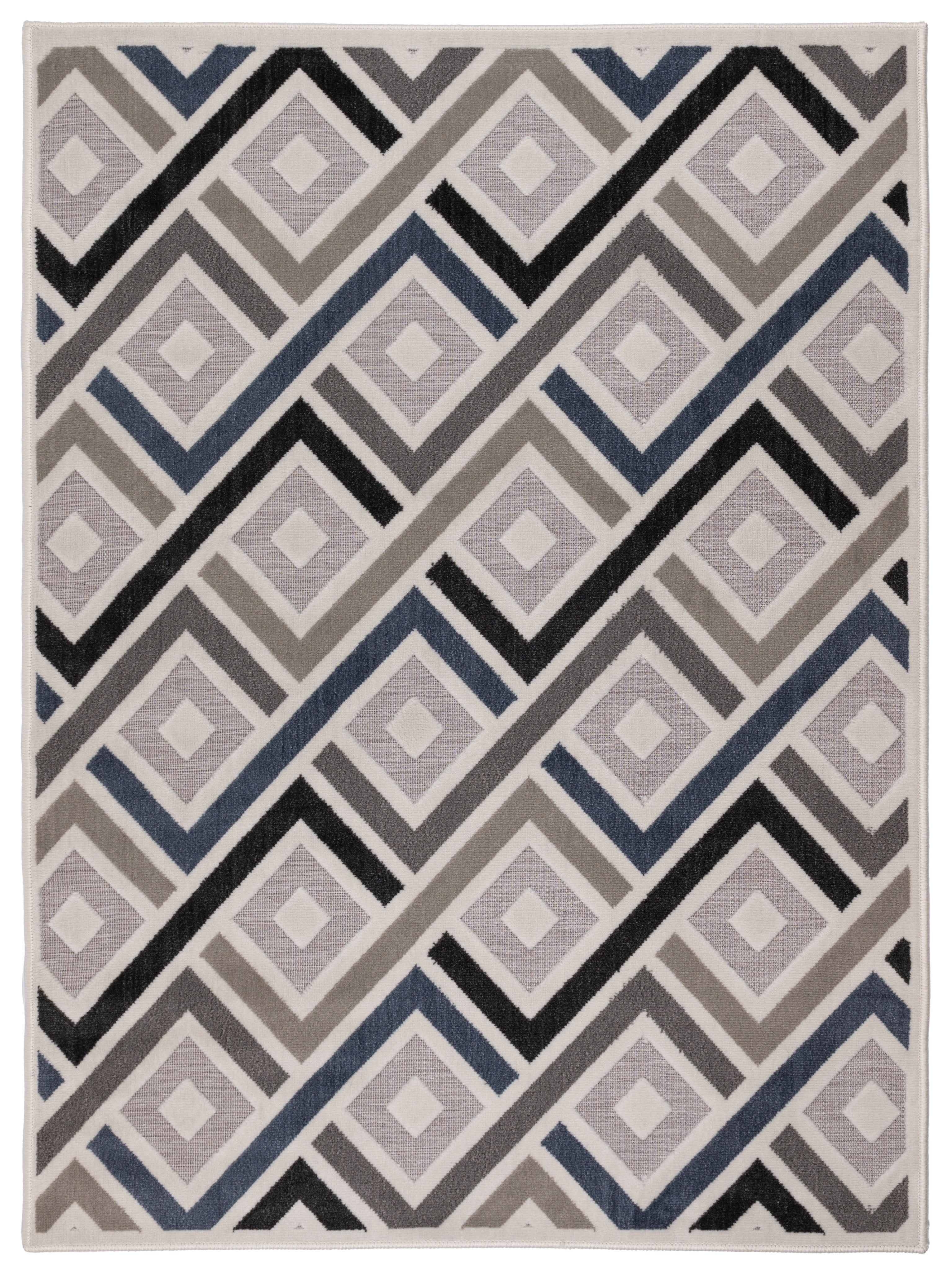 Dywan Multidecor Shift OUTDOOR na zewnątrz i do wewnątrz 120 x 160 cm romby szaro-granatowy 1 szt.