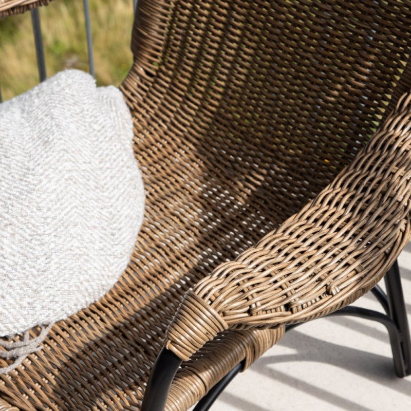 Loreto chaise longue avec coussin de jardin avec repose-pieds noir. - 9