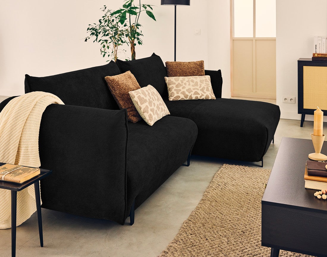 Canapé D'angle Convertible CLELIA Gris - 4 Places, Mousse, Neuf