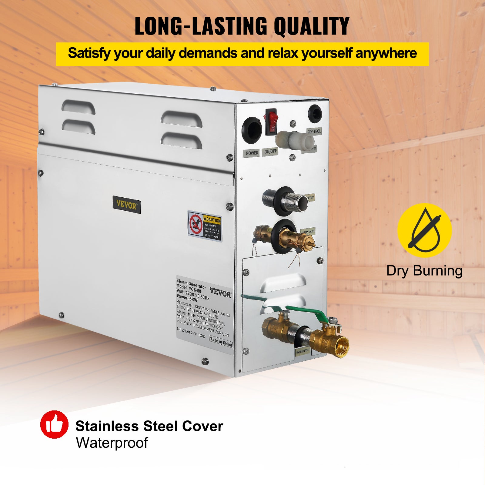 6 KW generatore di vapore Doccia VEVOR Sauna Bagno Home Spa - 5