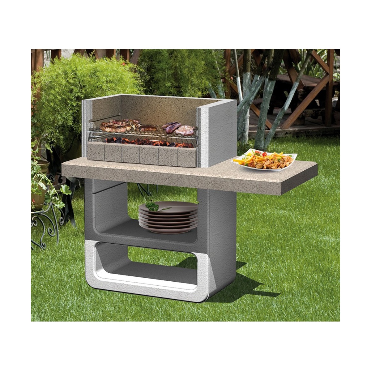 Barbecue in Muratura Barbeque a Carbone Carbonella Legna in Pietra da Esterno Leroy Merlin